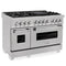 48 In. 6.0 Cu. Ft. Legacy Dual Fuel Range With 7 Burner Gas Cooktop And 2 Electric Ovens In Satin Stainless Steel