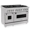 48 In. 6.0 Cu. Ft. Legacy Dual Fuel Range With 7 Burner Gas Cooktop And 2 Electric Ovens In Satin Stainless Steel
