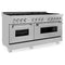 60 In. 7.4 Cu. Ft. Legacy Dual Fuel Range With 9 Burner Gas Cooktop And 2 Electric Convection Ovens In Satin Stainless Steel