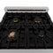 24 In. 2.8 Cu. Ft. Legacy Dual Fuel Range With Gas Cooktop And Electric Convection Oven In Satin Stainless Steel With 4 Brass Burners