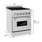 24 In. 2.8 Cu. Ft. Legacy Dual Fuel Range With Gas Cooktop And Electric Convection Oven In Satin Stainless Steel With 4 Brass Burners