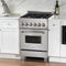 24 In. 2.8 Cu. Ft. Legacy Dual Fuel Range With Gas Cooktop And Electric Convection Oven In Satin Stainless Steel With 4 Brass Burners