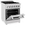 24 In. 2.8 Cu. Ft. Legacy Dual Fuel Range With Gas Cooktop And Electric Convection Oven In Satin Stainless Steel With 4 Brass Burners