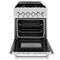24 In. 2.8 Cu. Ft. Legacy Dual Fuel Range With Gas Cooktop And Electric Convection Oven In Satin Stainless Steel With 4 Brass Burners