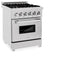 24 In. 2.8 Cu. Ft. Legacy Dual Fuel Range With Gas Cooktop And Electric Convection Oven In Satin Stainless Steel With 4 Brass Burners