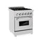 24 In. 2.8 Cu. Ft. Legacy Dual Fuel Range With Gas Cooktop And Electric Convection Oven In Satin Stainless Steel With 4 Brass Burners