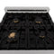 24 In. 2.8 Cu. Ft. Legacy Dual Fuel Range With Gas Cooktop And Electric Convection Oven In Satin Stainless Steel With 4 Brass Burners