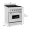 24 In. 2.8 Cu. Ft. Legacy Dual Fuel Range With Gas Cooktop And Electric Convection Oven In Satin Stainless Steel With 4 Brass Burners