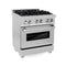 30 In. 4.0 Cu. Ft. Legacy Dual Fuel Range With Gas Cooktop And Electric Convection Oven In Satin Stainless Steel With 4 Brass Burners