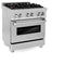 30 In. 4.0 Cu. Ft. Legacy Dual Fuel Range With Gas Cooktop And Electric Convection Oven In Satin Stainless Steel With 4 Brass Burners