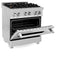 30 In. 4.0 Cu. Ft. Legacy Dual Fuel Range With Gas Cooktop And Electric Convection Oven In Satin Stainless Steel With 4 Brass Burners