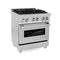 30 In. 4.0 Cu. Ft. Legacy Dual Fuel Range With Gas Cooktop And Electric Convection Oven In Satin Stainless Steel With 4 Brass Burners