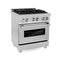 30 In. 4.0 Cu. Ft. Legacy Dual Fuel Range With Gas Cooktop And Electric Convection Oven In Satin Stainless Steel With 4 Brass Burners