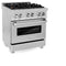 30 In. 4.0 Cu. Ft. Legacy Dual Fuel Range With Gas Cooktop And Electric Convection Oven In Satin Stainless Steel With 4 Brass Burners