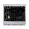30 In. 4.0 Cu. Ft. Legacy Dual Fuel Range With Gas Cooktop And Electric Convection Oven In Satin Stainless Steel With 4 Brass Burners