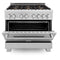 36 In. 4.6 Cu. Ft. Legacy Dual Fuel Range With Gas Cooktop And Electric Convection Oven In Satin Stainless Steel With 6 Brass Burners