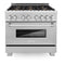 36 In. 4.6 Cu. Ft. Legacy Dual Fuel Range With Gas Cooktop And Electric Convection Oven In Satin Stainless Steel With 6 Brass Burners
