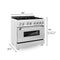 36 In. 4.6 Cu. Ft. Legacy Dual Fuel Range With Gas Cooktop And Electric Convection Oven In Satin Stainless Steel With 6 Brass Burners