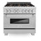 36 In. 4.6 Cu. Ft. Legacy Dual Fuel Range With Gas Cooktop And Electric Convection Oven In Satin Stainless Steel With 6 Brass Burners