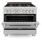 36 In. 4.6 Cu. Ft. Legacy Dual Fuel Range With Gas Cooktop And Electric Convection Oven In Satin Stainless Steel With 6 Brass Burners