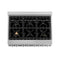 36 In. 4.6 Cu. Ft. Legacy Dual Fuel Range With Gas Cooktop And Electric Convection Oven In Satin Stainless Steel With 6 Brass Burners