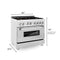 36 In. 4.6 Cu. Ft. Legacy Dual Fuel Range With Gas Cooktop And Electric Convection Oven In Satin Stainless Steel With 6 Brass Burners
