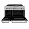 48 In. 6.0 Cu. Ft. Legacy Dual Fuel Range With Gas Cooktop And 2 Electric Ovens In Satin Stainless Steel With 6 Brass Burners