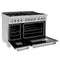 48 In. 6.0 Cu. Ft. Legacy Dual Fuel Range With Gas Cooktop And 2 Electric Ovens In Satin Stainless Steel With 6 Brass Burners