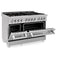 48 In. 6.0 Cu. Ft. Legacy Dual Fuel Range With Gas Cooktop And 2 Electric Ovens In Satin Stainless Steel With 6 Brass Burners