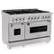 48 In. 6.0 Cu. Ft. Legacy Dual Fuel Range With Gas Cooktop And 2 Electric Ovens In Satin Stainless Steel With 6 Brass Burners
