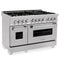 48 In. 6.0 Cu. Ft. Legacy Dual Fuel Range With Gas Cooktop And 2 Electric Ovens In Satin Stainless Steel With 6 Brass Burners