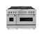 48 In. 6.0 Cu. Ft. Legacy Dual Fuel Range With Gas Cooktop And 2 Electric Ovens In Satin Stainless Steel With 6 Brass Burners