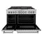 48 In. 6.0 Cu. Ft. Legacy Dual Fuel Range With Gas Cooktop And 2 Electric Ovens In Satin Stainless Steel With 6 Brass Burners