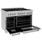 48 In. 6.0 Cu. Ft. Legacy Dual Fuel Range With Gas Cooktop And 2 Electric Ovens In Satin Stainless Steel With 6 Brass Burners