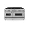 60 In. 7.4 Cu. Ft. Legacy Dual Fuel Range With Gas Cooktop And 2 Electric Convection Ovens In Satin Stainless Steel With 8 Brass Burners