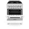 24 In. 2.8 Cu. Ft. Legacy Dual Fuel Range With 4 Burner Gas Cooktop And Electric Convection Oven In Satin Stainless Steel And White Matte Door