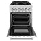 24 In. 2.8 Cu. Ft. Legacy Dual Fuel Range With 4 Burner Gas Cooktop And Electric Convection Oven In Satin Stainless Steel And White Matte Door