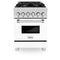 24 In. 2.8 Cu. Ft. Legacy Dual Fuel Range With 4 Burner Gas Cooktop And Electric Convection Oven In Satin Stainless Steel And White Matte Door