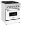 24 In. 2.8 Cu. Ft. Legacy Dual Fuel Range With 4 Burner Gas Cooktop And Electric Convection Oven In Satin Stainless Steel And White Matte Door
