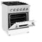 24 In. 2.8 Cu. Ft. Legacy Dual Fuel Range With 4 Burner Gas Cooktop And Electric Convection Oven In Satin Stainless Steel And White Matte Door
