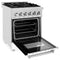 24 In. 2.8 Cu. Ft. Legacy Dual Fuel Range With 4 Burner Gas Cooktop And Electric Convection Oven In Satin Stainless Steel And White Matte Door