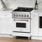 24 In. 2.8 Cu. Ft. Legacy Dual Fuel Range With 4 Burner Gas Cooktop And Electric Convection Oven In Satin Stainless Steel And White Matte Door