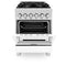 24 In. 2.8 Cu. Ft. Legacy Dual Fuel Range With 4 Burner Gas Cooktop And Electric Convection Oven In Satin Stainless Steel And White Matte Door