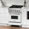 24 In. 2.8 Cu. Ft. Legacy Dual Fuel Range With 4 Burner Gas Cooktop And Electric Convection Oven In Satin Stainless Steel And White Matte Door
