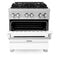 30 In. 4.0 Cu. Ft. Legacy Dual Fuel Range With 4 Burner Gas Cooktop And Electric Convection Oven In Satin Stainless Steel And White Matte Door