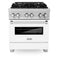 30 In. 4.0 Cu. Ft. Legacy Dual Fuel Range With 4 Burner Gas Cooktop And Electric Convection Oven In Satin Stainless Steel And White Matte Door