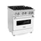 30 In. 4.0 Cu. Ft. Legacy Dual Fuel Range With 4 Burner Gas Cooktop And Electric Convection Oven In Satin Stainless Steel And White Matte Door