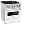 30 In. 4.0 Cu. Ft. Legacy Dual Fuel Range With 4 Burner Gas Cooktop And Electric Convection Oven In Satin Stainless Steel And White Matte Door