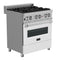 30 In. 4.0 Cu. Ft. Legacy Dual Fuel Range With 4 Burner Gas Cooktop And Electric Convection Oven In Satin Stainless Steel And White Matte Door