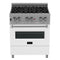 30 In. 4.0 Cu. Ft. Legacy Dual Fuel Range With 4 Burner Gas Cooktop And Electric Convection Oven In Satin Stainless Steel And White Matte Door